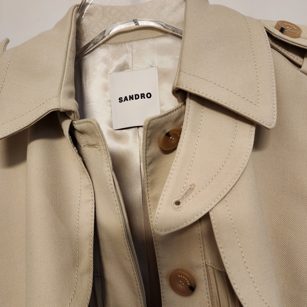 Sandro Tan Pleated Trench‎ Coat - Picture 14 of 16